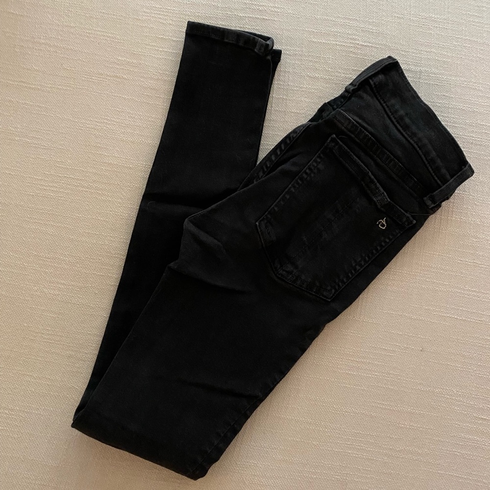 Rag & Bone High Rise Ankle Skinny Black Jeans